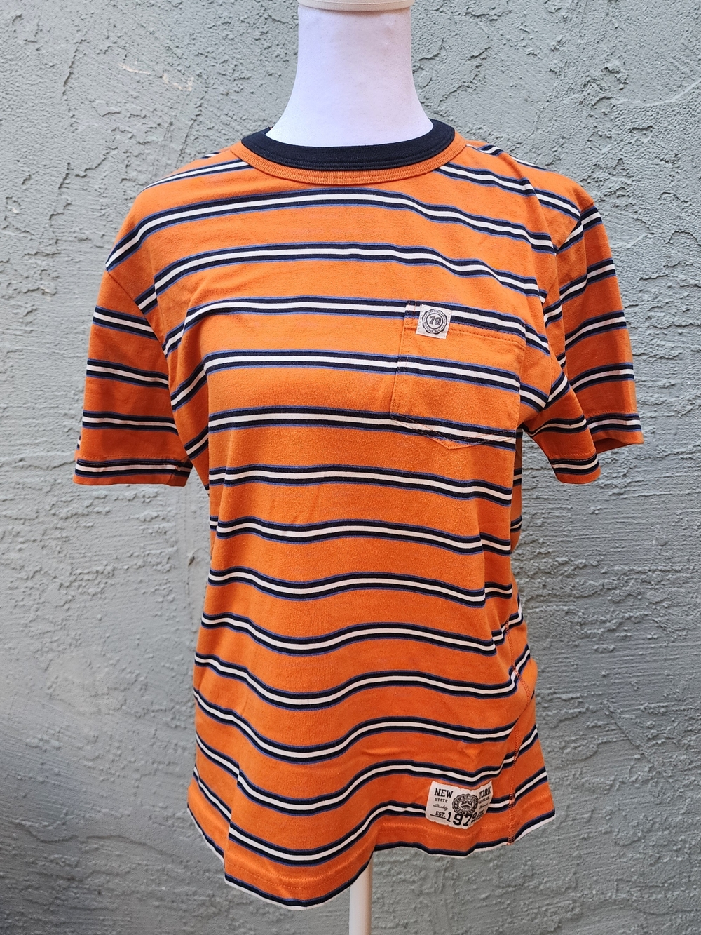 Coach Menswear Orange Striped Ringer Tee Short Sleeve Pocket Shirt L